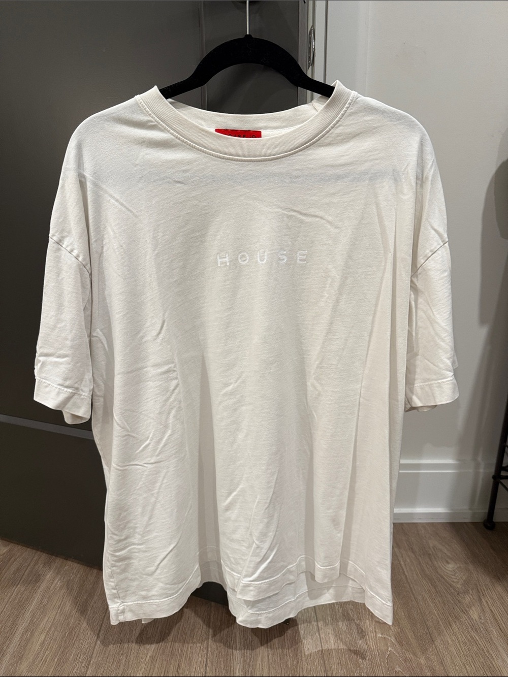 House Embroidered Short-Sleeve Crew Tee in White